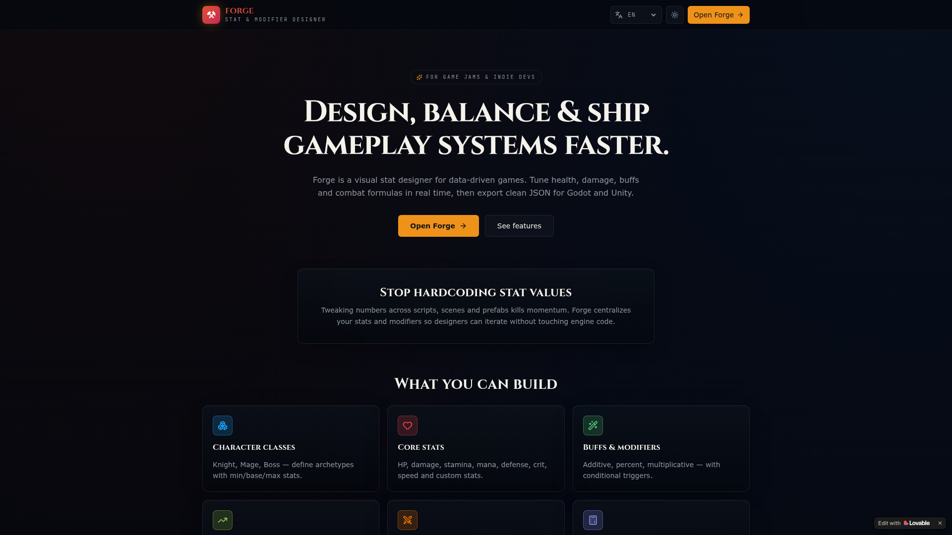 Screenshot of StatsForge
